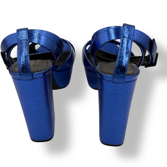 Saint Laurent Metallic Blue Platform Sandals (Size 37) - Picture 6 of 12